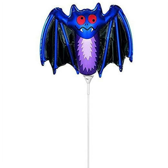 PMU Halloween Balloons Bat 11 Inch Pre-Inflated with Stick Pkg/1