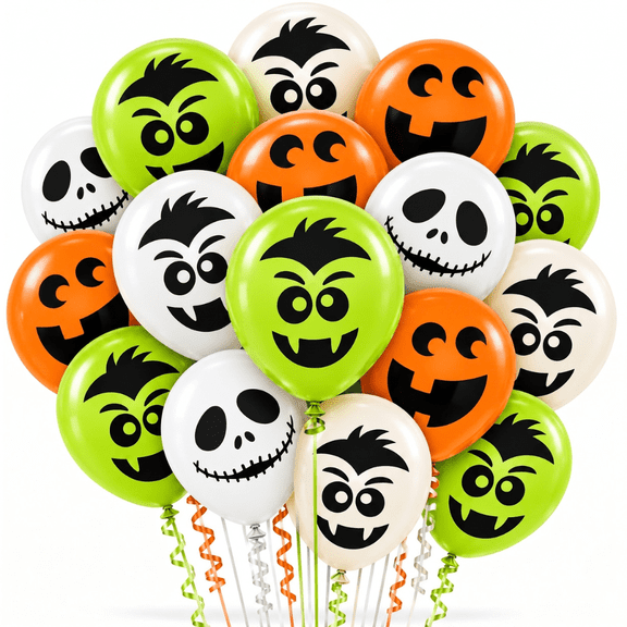 PMU Halloween Balloons Laughing Faces 11 Inch Balloon Assortment (25/Pkg) Pkg/1