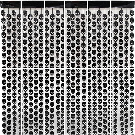 PMU Halloween Black Skull Curtains (12/pkg) Pkg/1