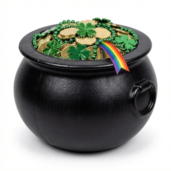 PMU Large Halloween Cauldron 10 Inch, Witch Plastic Cauldron Candy bowl Black, For Halloween Decor Pkg/1