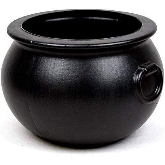 PMU Large Halloween Cauldron 10 Inch, Witch Plastic Cauldron Candy bowl Black, For Halloween Decor Pkg/1