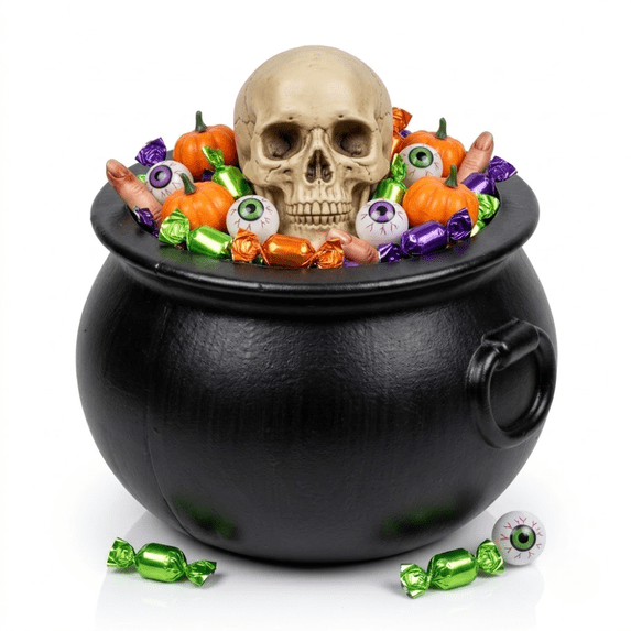 PMU 10in Cauldron, Black Witches Cauldron Bowl for Halloween Decor