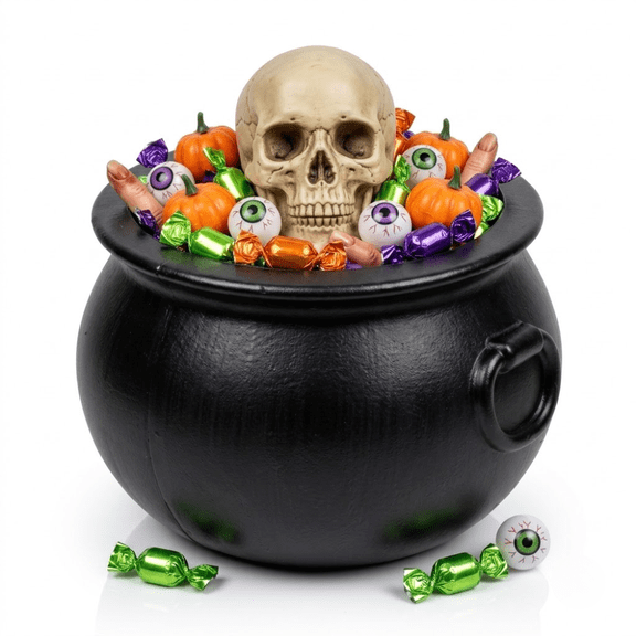 PMU 10in Cauldron, Black Witches Cauldron Bowl for Halloween Decor