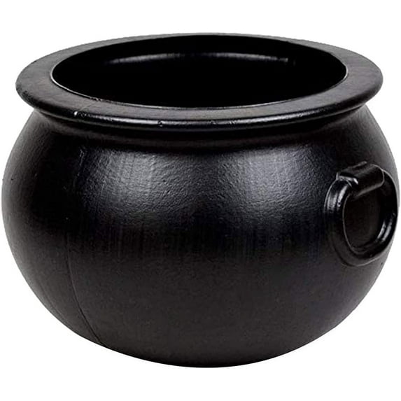 PMU Large Halloween Cauldron 18 Inch, Big Witch Plastic Cauldron Candy bowl Black, For Halloween Decor Pkg/1