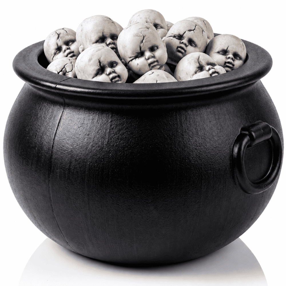 PMU Large Halloween Cauldron 22 Inch Big Witch Plastic Cauldron bowl Black, For Halloween Decor