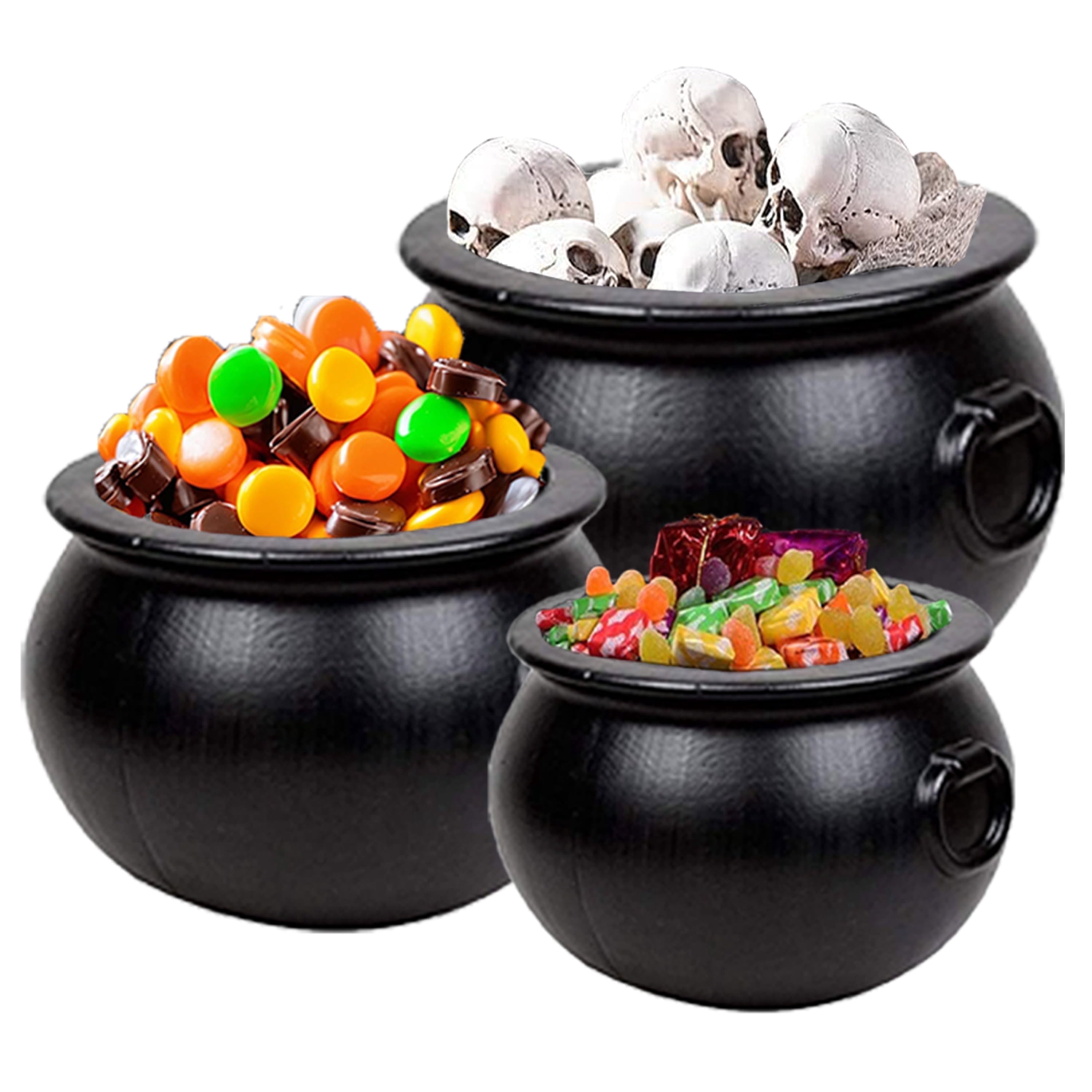 Plastic Cauldron Stackable PMU Halloween Cauldron 3Pc- 18