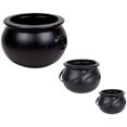 thumbnail image 1 of PMU Halloween Cauldron 3pc Set (1) 12 Inch (1) 8Inch and (1) 6 Inch Multi-Pack Assortment Black Plastic Party Accessory (3/Pkg) Pkg/1 (1-55120 12in, 1-55280 8in, 1-30106 6in), 1 of 6