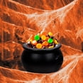 thumbnail image 1 of PMU Halloween 2pc Multi Pack 8in Black Plastic Cauldron with Orange Spider Web (1) 8in 55280-NHS (1) 61237 (2/pkg) Pkg/1, 1 of 7