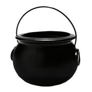 PMU Halloween Cauldron 6 Inch, Small Witch Plastic Cauldron Candy Bowl Black, For Halloween Decor pkg/1