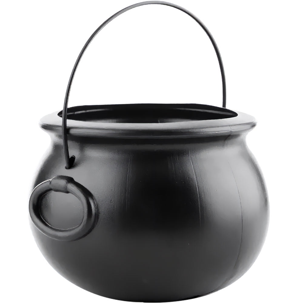 PMU Halloween Cauldron - 8 Inch Black Candy Holder for Kids - Halloween Party Favors & Supplies (1/pkg) Pkg/1