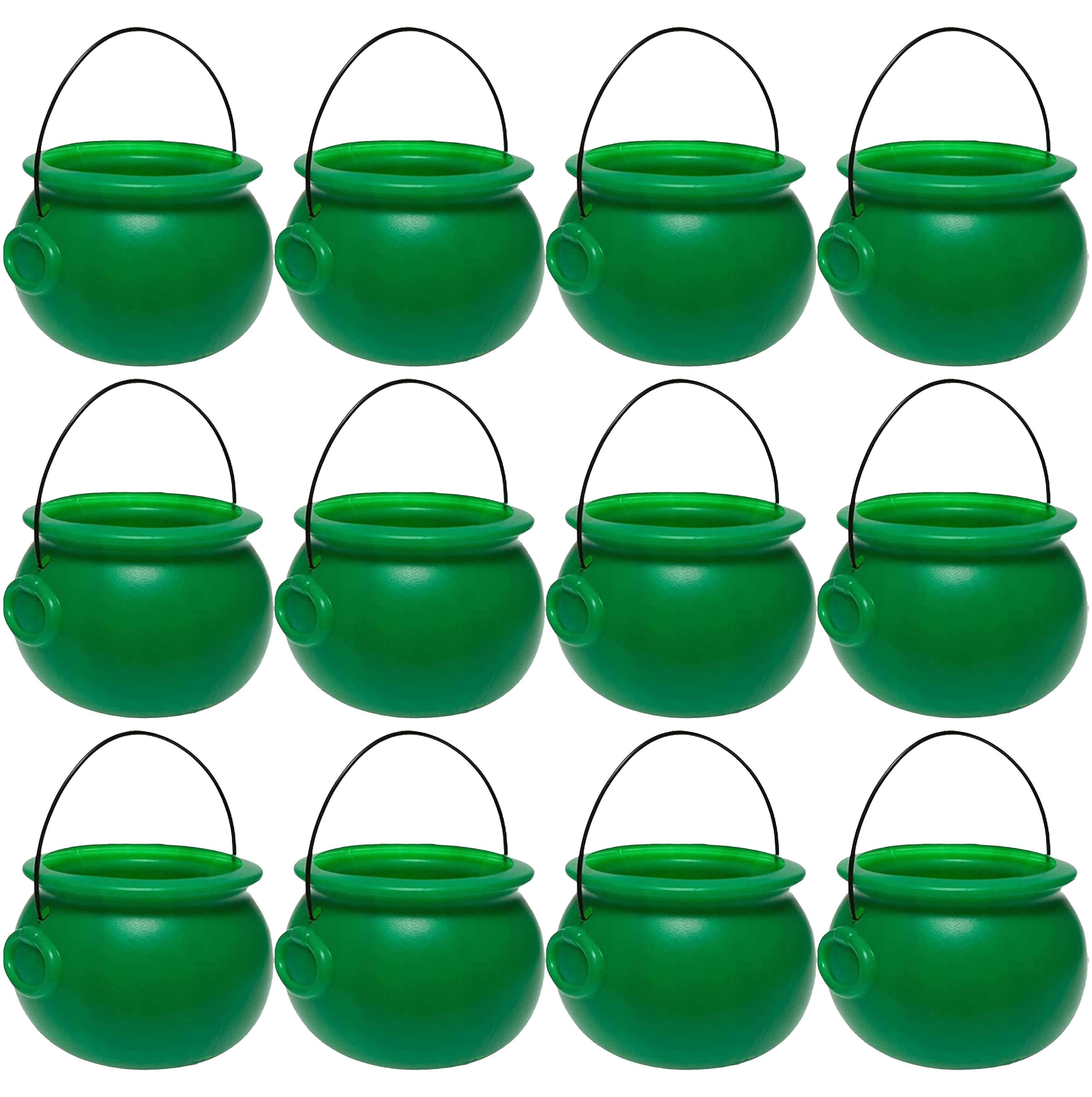 PMU Halloween Cauldron 8 Inch Kelly Green Plastic Candy Holder for