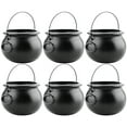 thumbnail image 1 of PMU Halloween Cauldron 8 inch, Small Witch Plastic Cauldron Candy Bowl Black, For Halloween Decor pkg/6, 1 of 7