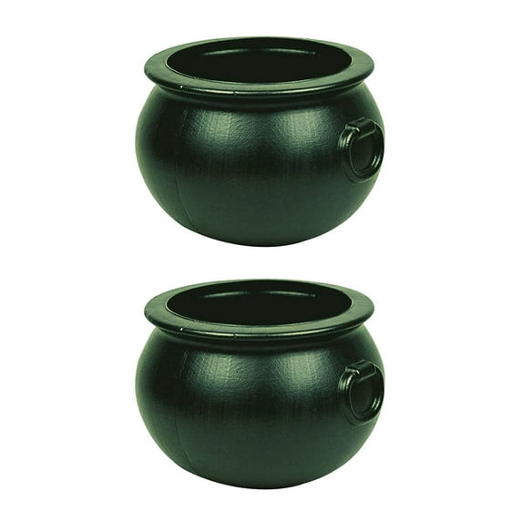 PMU Halloween Cauldron - Cauldron Plastic Pot & Bucket - Halloween Party Favors & Supplies - Perfect Kitchen & Home Décor - Candy Holder for Kids, 16 inch Witches Green, Pkg/2