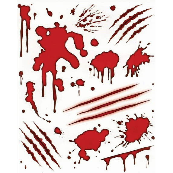 PMU Halloween Decorations 22 PCS (1 Sheet) Halloween Window Clings, Bloody Clings 12in x 17in Wall Decal Floor Clings, Scary Halloween Decoration Window Stickers