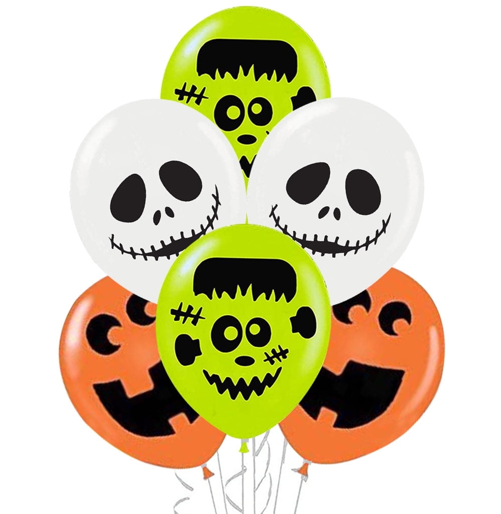 PMU Halloween Fun Faces Trio Balloons - Small Latex Balloons for Halloween Theme Parties Celebrations, Trick-or-Treat & Party Favors Supplies - 11 Inch Fun Faces Assortment, (25/Pkg) Pkg/1