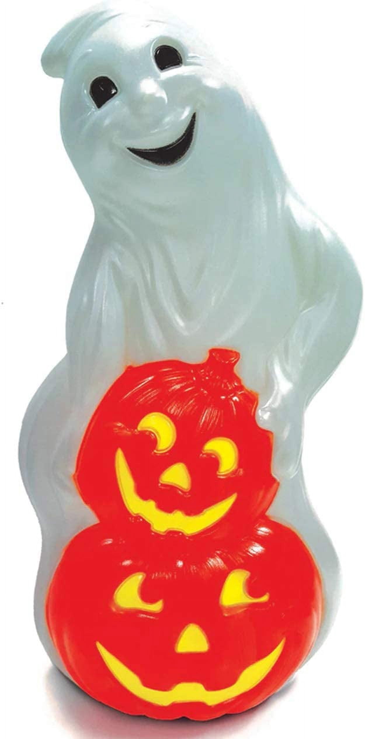 PMU Halloween Ghost with Pumpkins - Jack-O-Lantern Blow Mold Light-Up Decoration - Perfect for Halloween, Home, Yard, Indoor & Outdoor Decor Pkg/1
