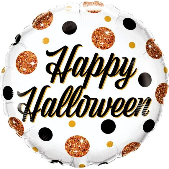 PMU Halloween "Happy Halloween" Sparkly Dots 18in Mylar-Foil Balloons (1/pkg) Pkg/1