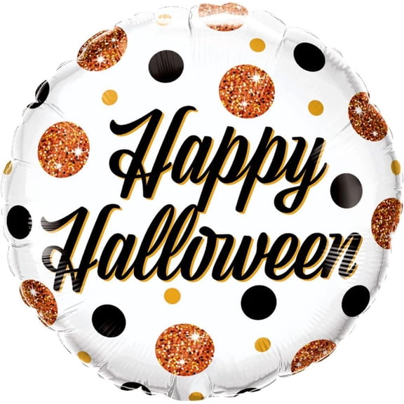 PMU Halloween "Happy Halloween" Sparkly Dots 18in Mylar-Foil Balloons (1/pkg) Pkg/1