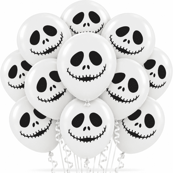 PMU Halloween Laughing Faces Balloons - Small Latex Balloons for Halloween Theme Parties, Trick-or-Treat & Party Favors Supplies - 12 Inch Zipper Mouth Ghost, (12/Pkg) Pkg/1