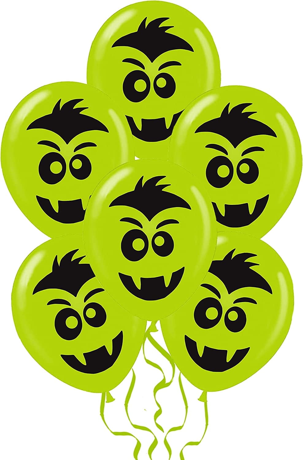 PMU Halloween Laughing Faces Balloons - Small Latex Balloons for Halloween Theme Parties, Trick-or-Treat & Party Favors Supplies - 12 Inch Kooky Vampire Lime Green, (50/Pkg) Pkg/1