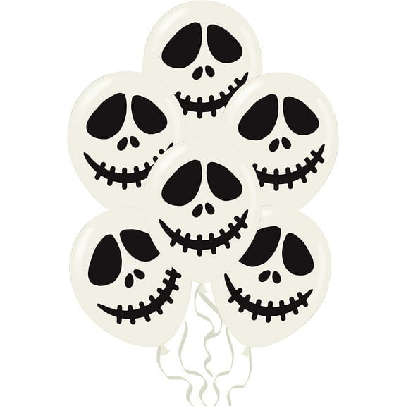 PMU Halloween Laughing Faces Balloons - Small Latex Balloons for Halloween Theme Parties, Trick-or-Treat & Party Favors Supplies - 12 Inch Zipper Mouth Ghost, (25/Pkg) Pkg/1