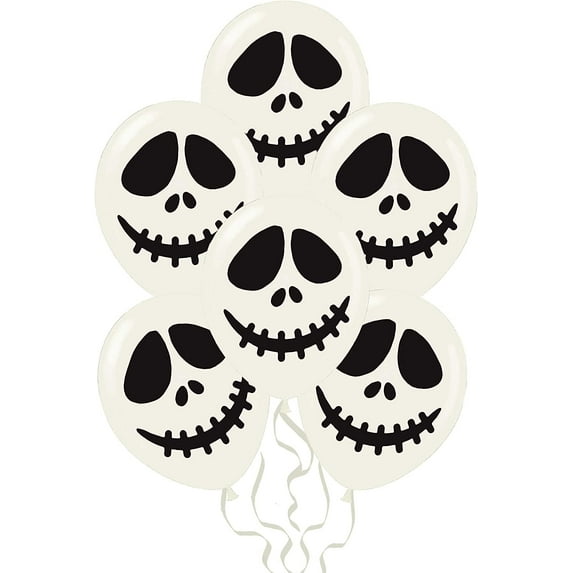 PMU Halloween Laughing Faces Balloons - Small Latex Balloons for Halloween Theme Parties, Trick-or-Treat & Party Favors Supplies - 12 Inch Zipper Mouth Ghost, (50/Pkg) Pkg/1