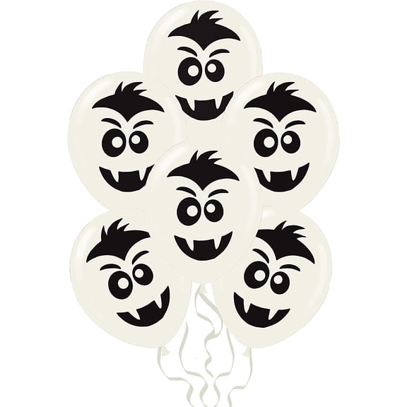 PMU Halloween Laughing Faces Balloons - Small Latex Balloons for Halloween Theme Parties, Trick-or-Treat & Party Favors Supplies - 12 Inch Count Dracky White, (12/Pkg) Pkg/1