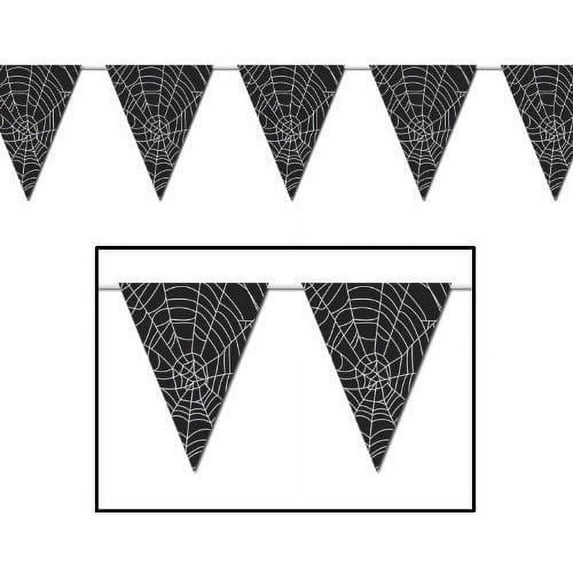 PMU Halloween Party Decoration Accessory Spider Web Pennant Banner 12feet 12 pennants/string (1/pkg) Pkg/1