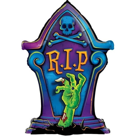 PMU Halloween R.I.P. Tombstone 36 Inch Jumbo Mylar-Foil Balloon (1/pkg) Pkg/1