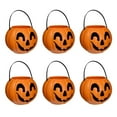 thumbnail image 1 of PMU Halloween Trick or Treat Jack-O-Lantern Carry Jack - Halloween Pumpkin Decorations - Candy Gift Basket for Kids - Pumpkin Bucket with Handles - 9 Inch w/Handle - Orange Pkg/6, 1 of 7