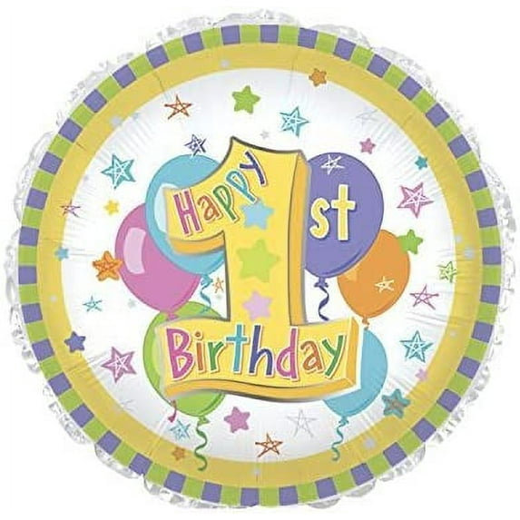 PMU Happy 1st Birthday 18 Inch Mylar-Foil Balloon Pkg/1