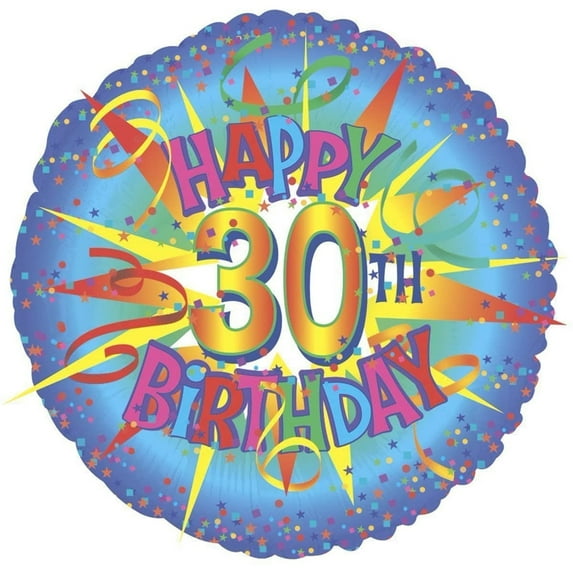 PMU Happy 30th Birthday Burst 18 Inch Mylar-Foil Balloon Pkg/5