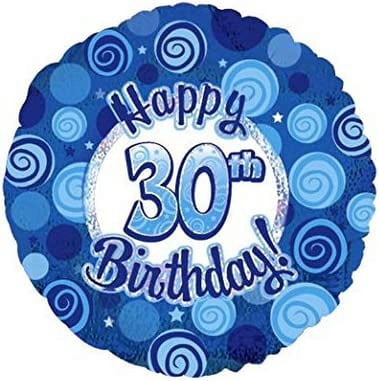 PMU Happy Birthday 30 Blue Dazzeloon Balloon (18 Inch Mylar) Pkg/5 ...