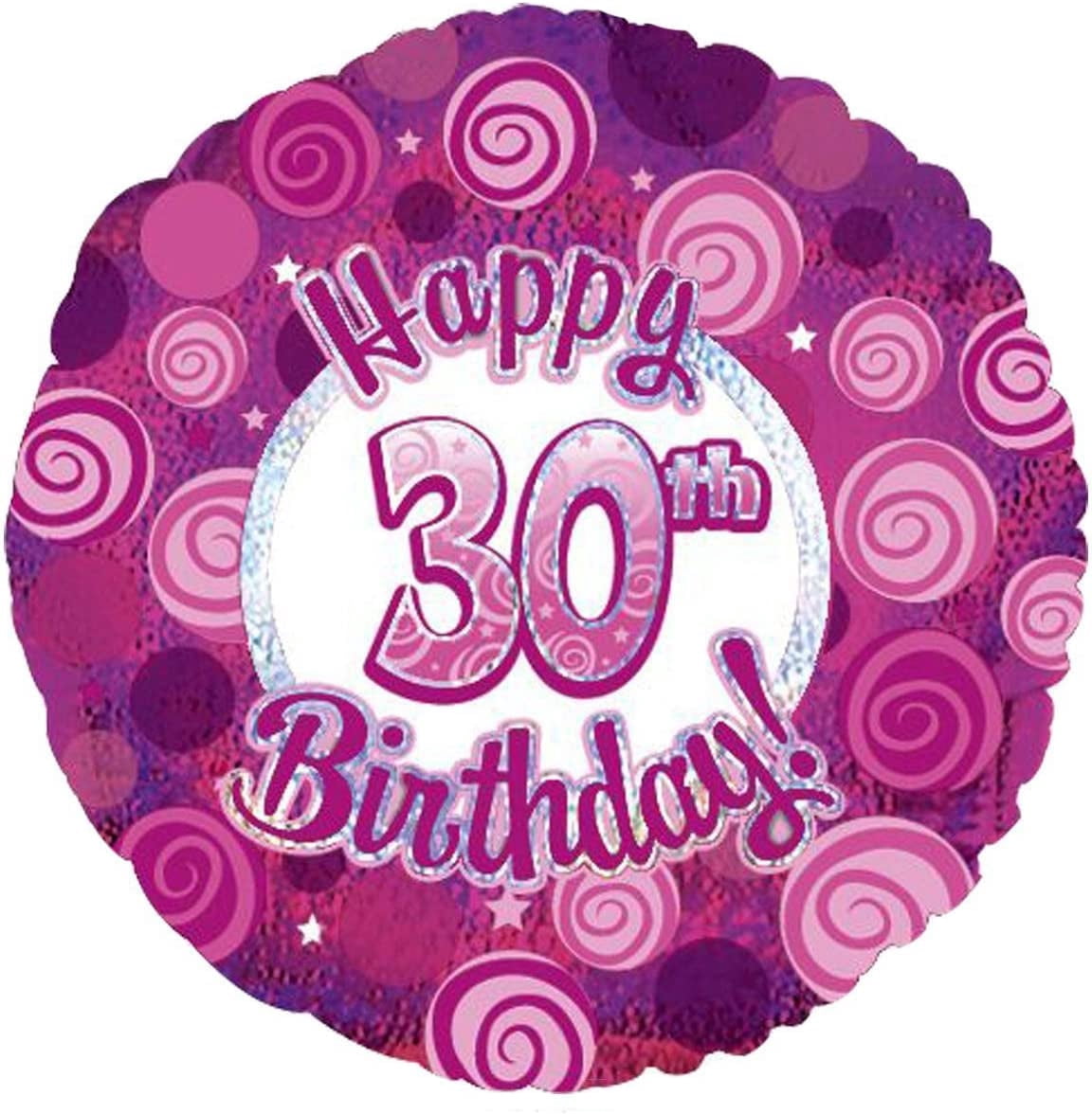 PMU Happy Birthday 30 Pink Dazzeloon Balloon (18 Inch Mylar) Pkg/25 ...