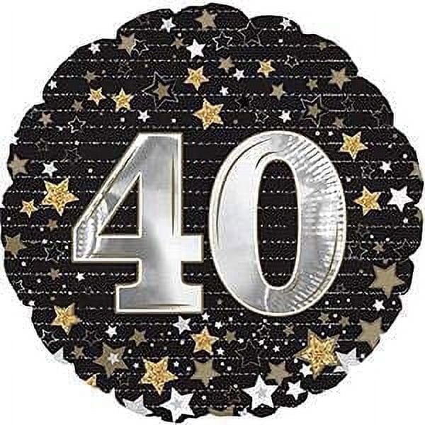 PMU Happy Birthday 40 Gold Stars 18 Inch Mylar-Foil Balloon Pkg/5