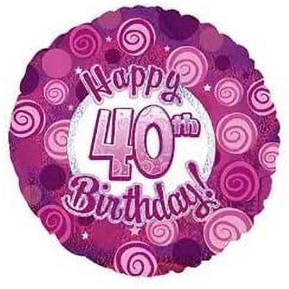 PMU Happy Birthday 40 Pink Dazzeloon Balloon (18 Inch Mylar) Pkg/10