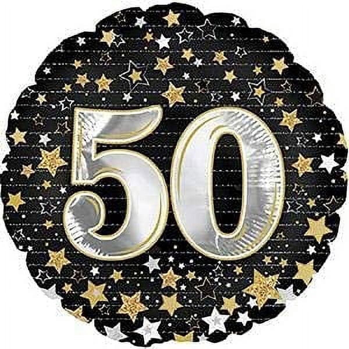PMU Happy Birthday 50 Gold Stars 18 Inch Mylar-Foil Balloon Pkg/1 ...
