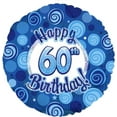 thumbnail image 1 of PMU Happy Birthday 60 Blue Dazzeloon Balloon (18 Inch Mylar) Pkg/10, 1 of 1