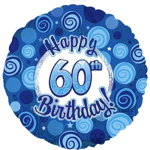 PMU Happy Birthday 60 Blue Dazzeloon Balloon (18 Inch Mylar) Pkg/1