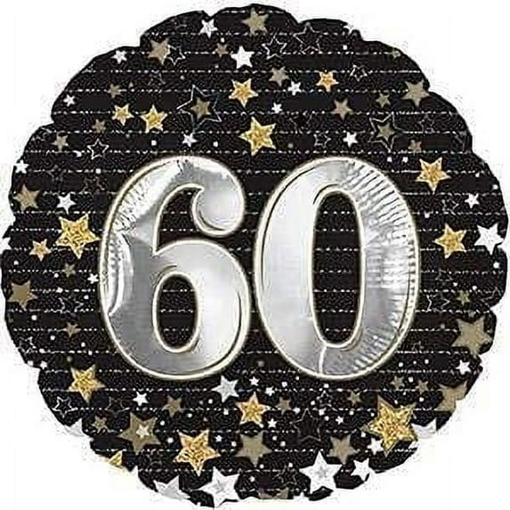 PMU Happy Birthday 60 Gold Stars 18 Inch Mylar-Foil Balloon Pkg/25