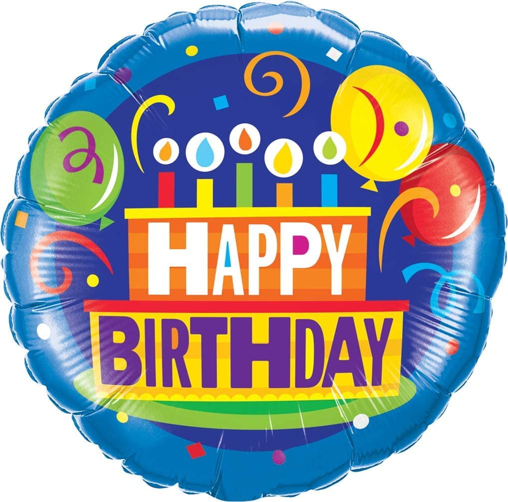 PMU Happy Birthday Cake and Balloons 18 Inch Mylar-Foil Balloon Pkg/10 ...