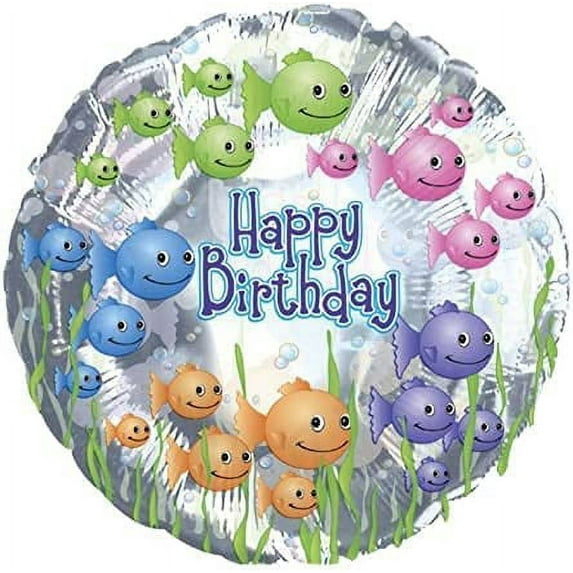 PMU Happy Birthday Fish bowl 18 Inch Mylar-Foil Balloon Pkg/1