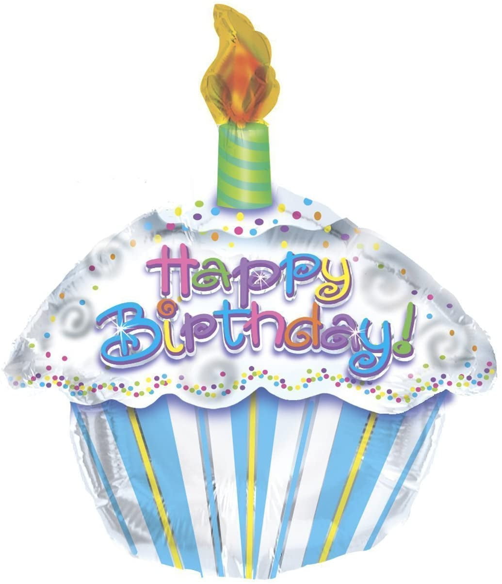 PMU Happy Birthday Petite Cupcake Shape 18 Inch Mylar-Foil Balloon Pkg ...