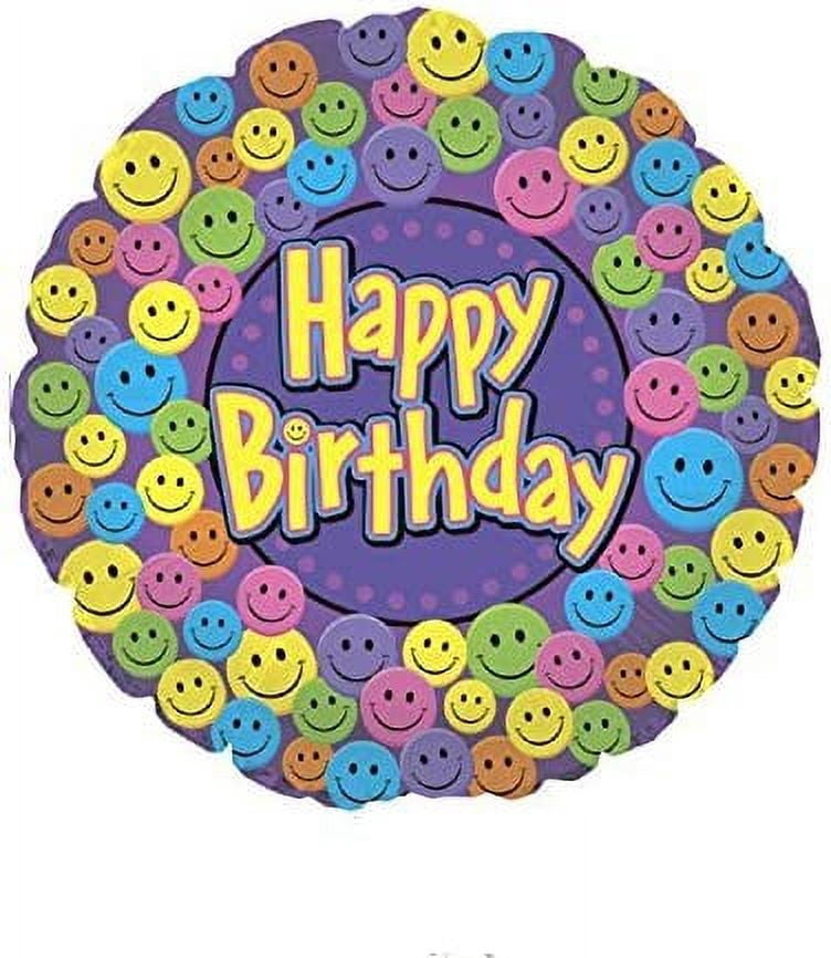 PMU Happy Birthday Smiley (18 Inch Mylar) Pkg/5 - Walmart.com