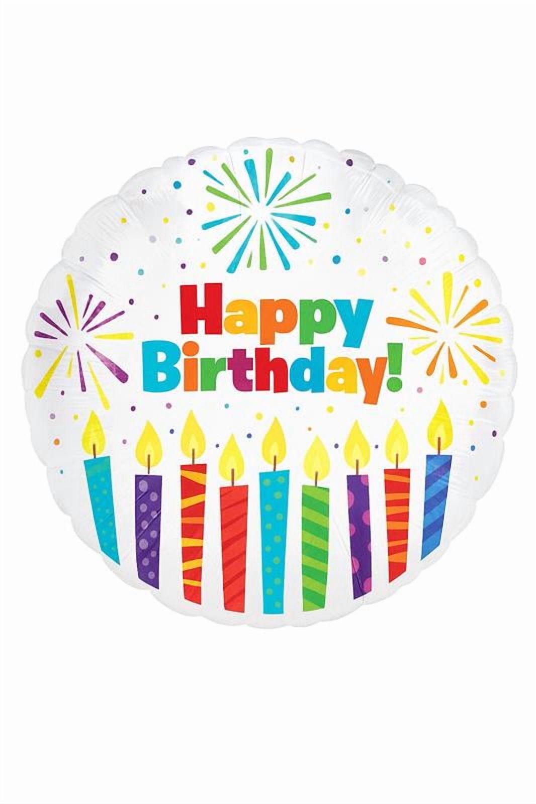 PMU Happy Birthday with Multi-colored Candles 18 Inch Mylar-Foil Balloon Pkg/5