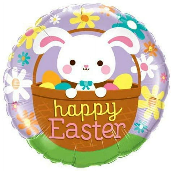 PMU Happy Easter Bunny 18 Inch Mylar Foil Balloon Pkg/1