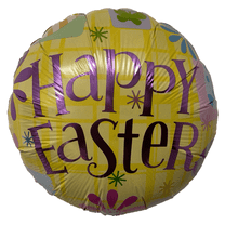 PMU Happy Easter Eggs and Flowers 18 Inch Mylar-Foil Balloon Pkg/1