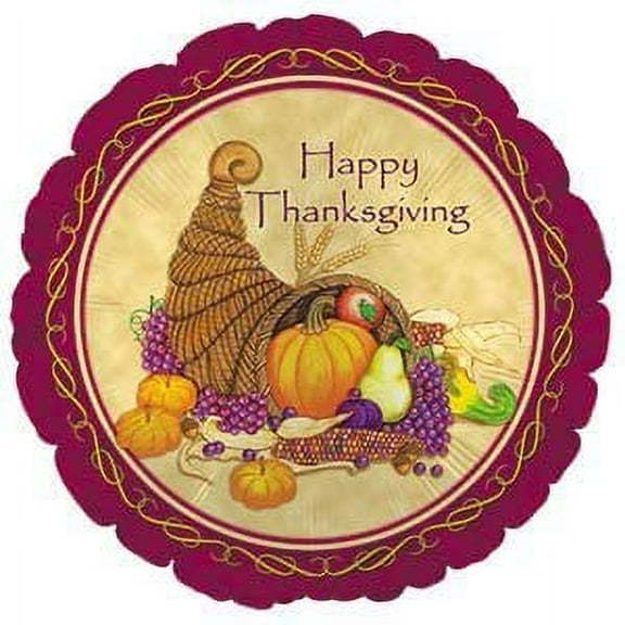 PMU Happy Thanksgiving Cornucopia Mylar/Foil 18 Inch Balloon Pkg/5