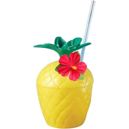 PMU Plastic Pineapple Luau Cup, Luau Party Supplies, Hawaiian Party Decorations and Accessories