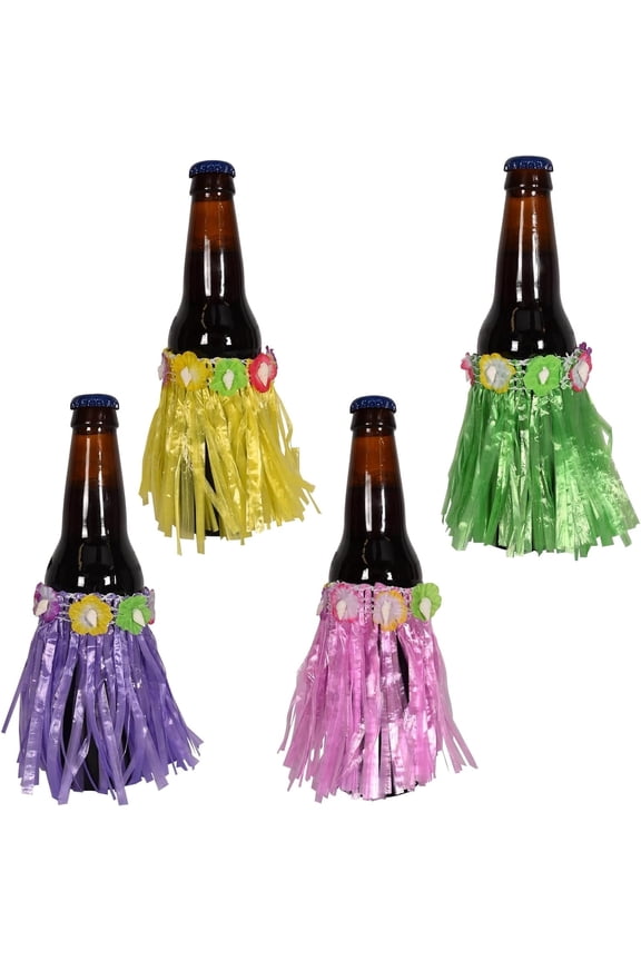 Hawaiian Luau Assorted Drink Hula Skirts 3.5 Inch Party Decoration and Tableware Accessory (4/pkg)Pkg/1